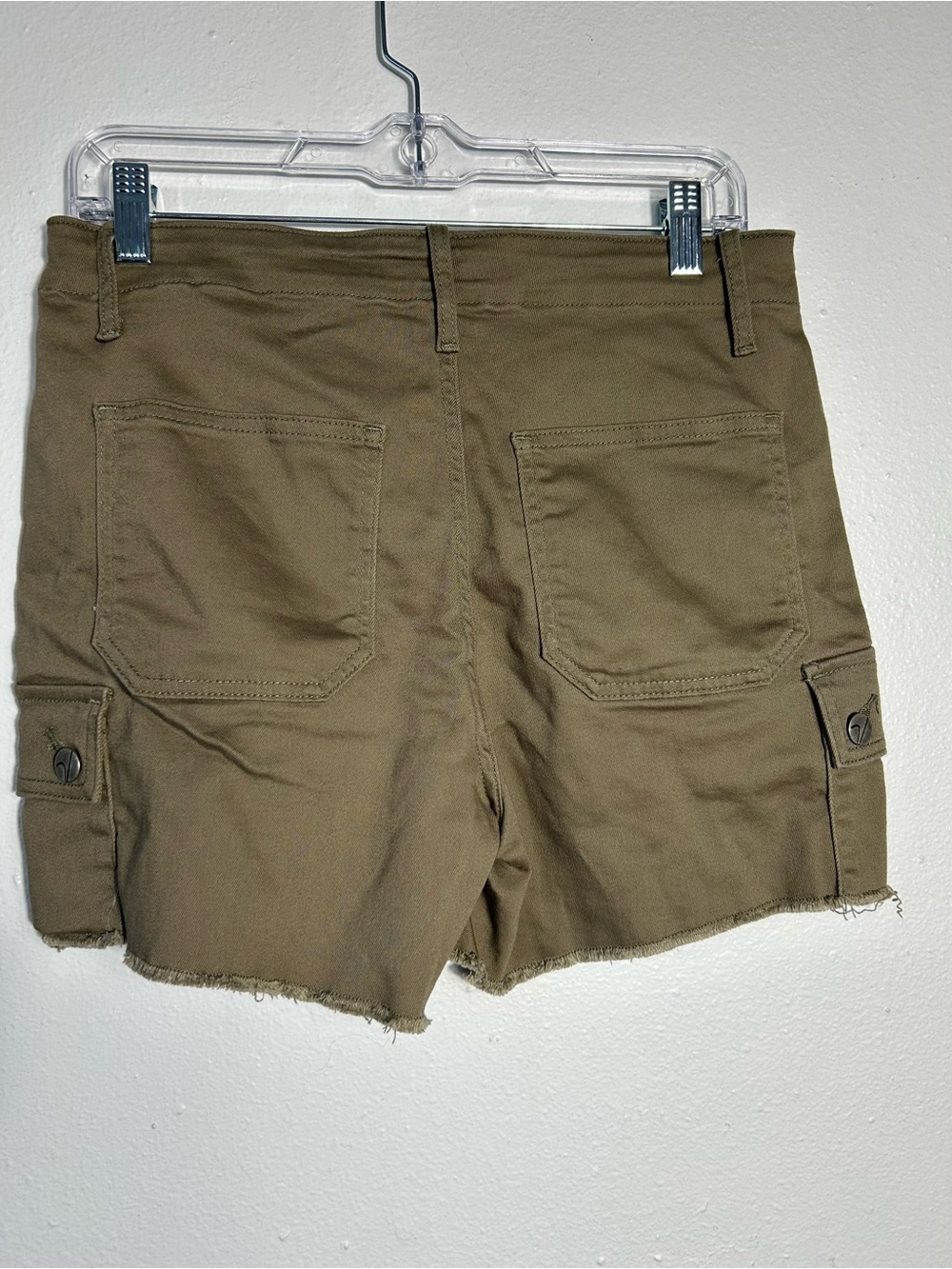 Vigoss Ace High Rise Cargo Shorts Womens Size 28 Olive Brown Raw Hem Stretch - Picture 5 of 10